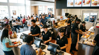 a very busy mcdonald's restaurant; McDonald’s shifts growth focus to existing restaurants