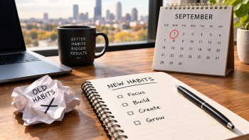 calendar is Sept morning coffee notebook with a list;