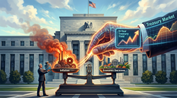 graphic with treasury market weighing in up or down; Why the Treasury Market Could Force a Fed Hike