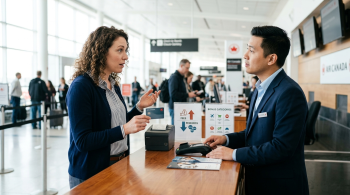 woman at the air rewards ticket counter; Aeroplan Card Raises Fee and Reshapes Rewards