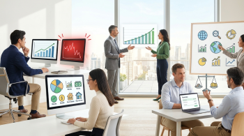 people in an office talking about investing
