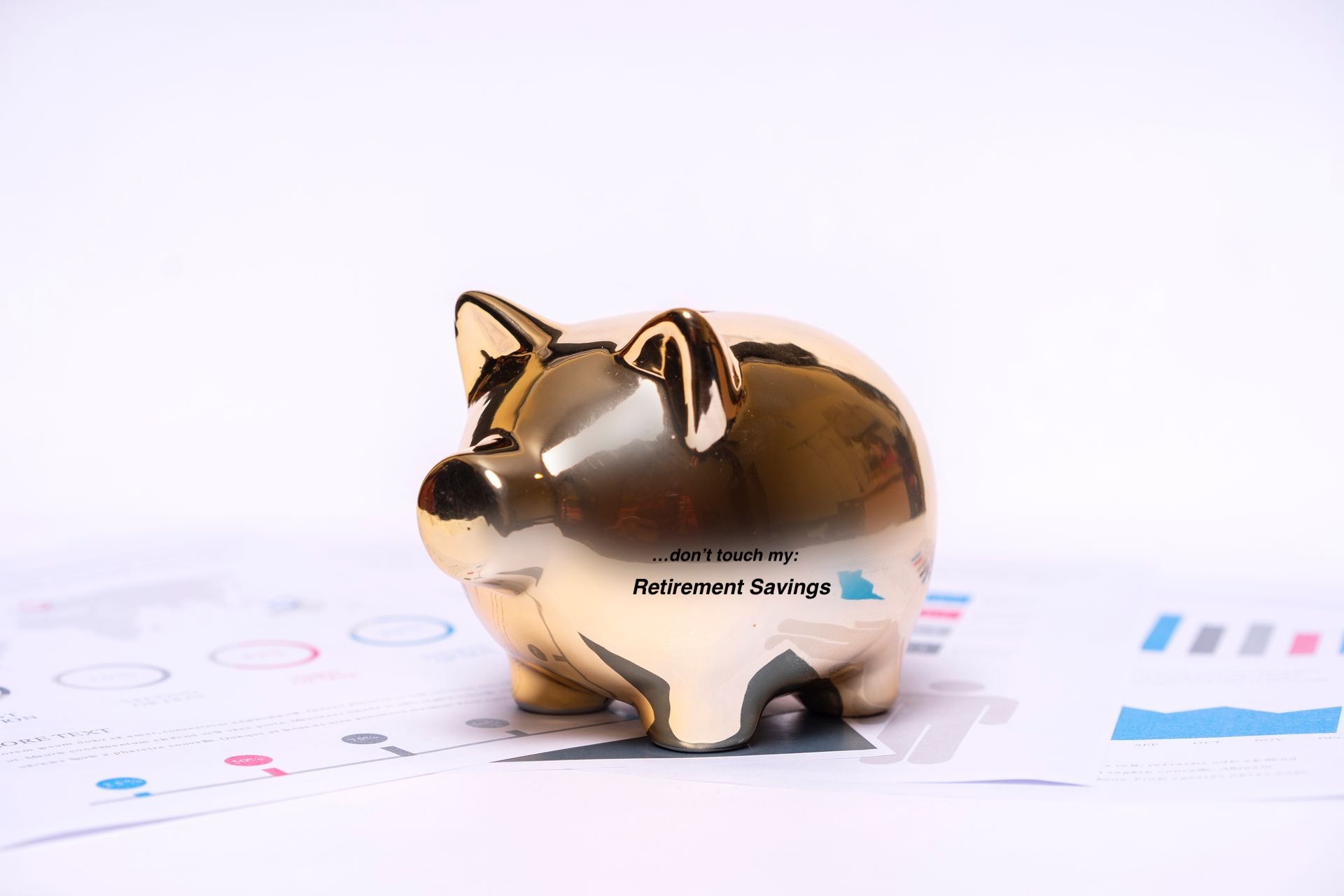 a golden piggybank that says "don't touch my retirement savings."