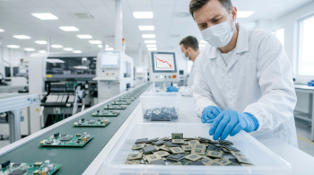 man working in a chip factory