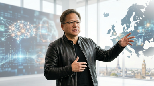 NVIDIA's ceo jenson Huang speaking to the Europe about AI expansion
