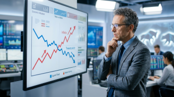 kevin walsh looking at screen the up inflation and down treasury yields