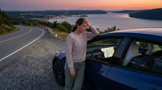 Man standing by the side of the road with a dead EV battery; Why Real-World EV Range Matters